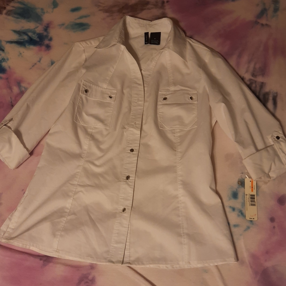 White Button Up Blouse NWT